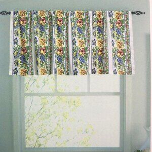 April Cornell Iris Floral Window Valance rod pocket 18 x 50 cottage country